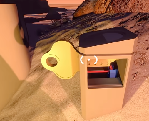 Raw gold key inserted into the first beach key cutter